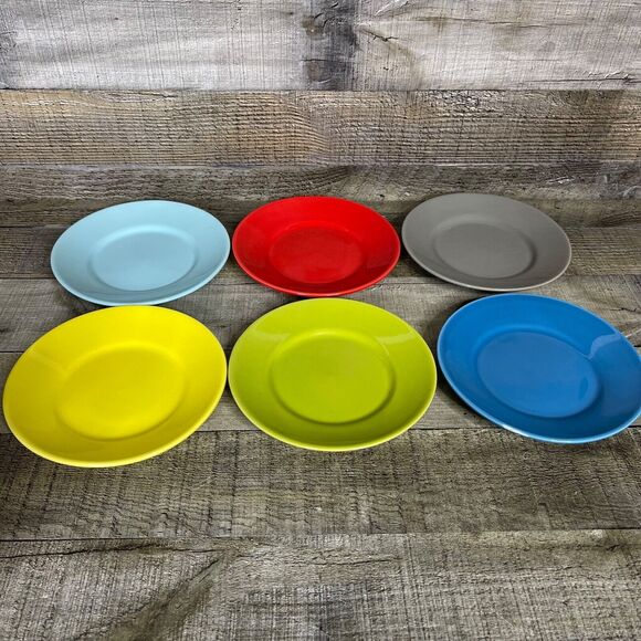 Coffee & Tea Plates Set of 6 Colorful Small Dishes - Picture 1 of 12